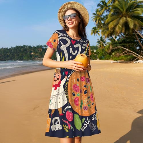 Robe d'été décontractée imprimé pizza idéale pour vos fêtes de plage - 7