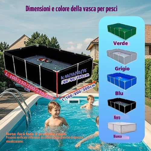 Grande Piscina Rettangolare Con Bordi, Piscina Fuori Terra Con Telaio In Acciaio Per Giardini Esterni Per Famiglie E Bambini, Montaggio Semplice, Telaio In Metallo Durevole, Include Cerotto Di
