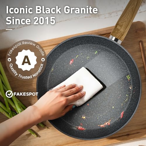 Image of DishDelight Pots and Pans Set Non Toxic, Kitchen Cookware Sets Non Stick | Granite Pans Set for Cooking, Compatible with Induction, Gas & Electric Stoves, PFOA & PFOS Free, Even Heating, Easy to Clean