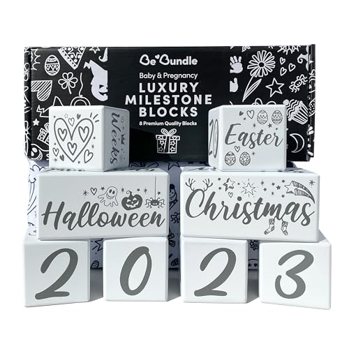 Image of Luxury, Designer Baby Milestone Blocks for Baby boy or Girl. 8 Premium Baby Monthly Blocks to Capture More Special Memories - 18 Celebrations, All Birth Weights/Ages & Every Year from 2023-2123!!!