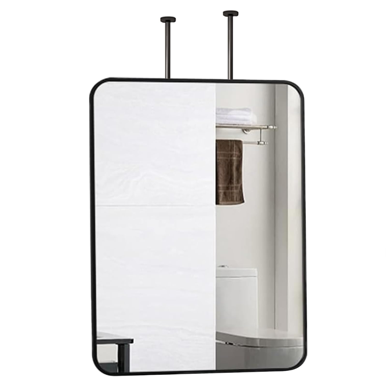 BKSXSOP Black Rectangular Bathroom Mirror, Wall Mirror with Square Metal Frame, Modern Hanging for Bathroom, Hallway, Livng Room - Boom can be customizable (Size : 50x60cm)