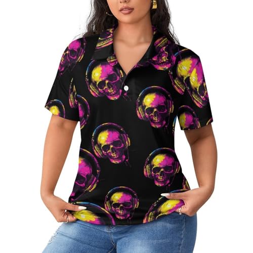 Polo de entrenamiento transpirable para tenis y golf con diseño de calavera de colores musical