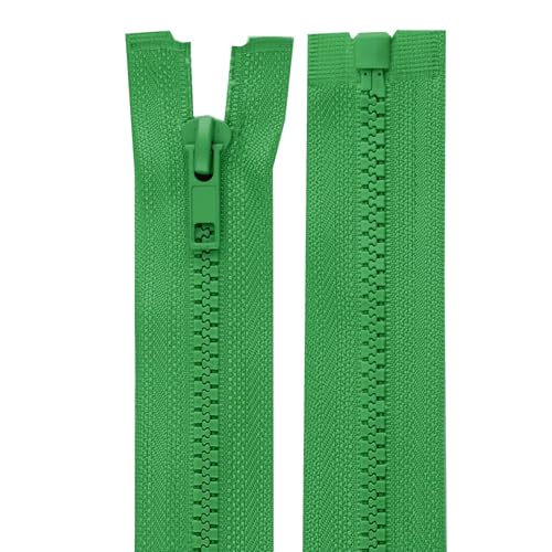 cyclingcolors 2x Cerniera Lampo n. 5 70 cm Chiusure Cursore Tirante Zip Poliestere Abbagliamento Arredamento Cucito Giacche, Verde felce