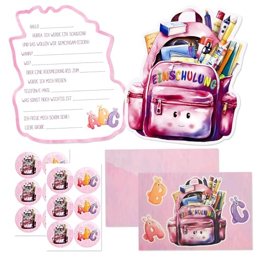 Hpbaggy Einladung Einschulung Einladungskarten Einschulung mädchen 12 Deutsche Einladungskarten +12 Umschläge Einschulung Einladungskarten für Einschulungsfeier uvm