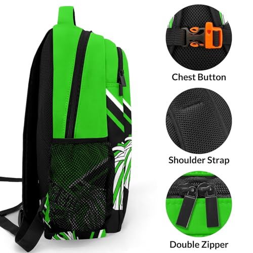 Cheer Bag Cheerleading School Backpack Shoulders Bookbag for Competition Training(Green Color)3
