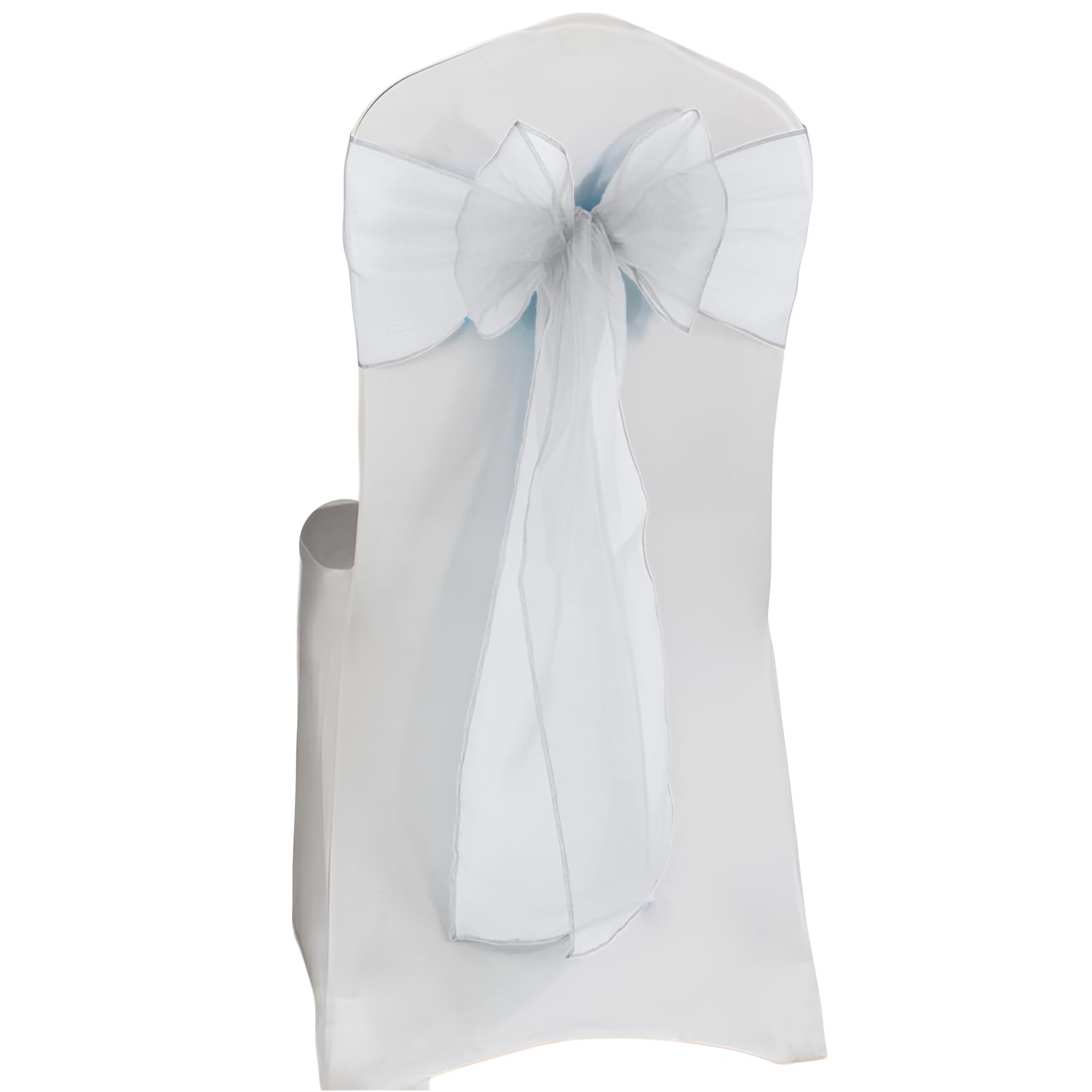 Linen White Organza Chair Bows Chair Tie Sash Wider Sashes Fuller Bow Party Decoration (, 100 Pcs)