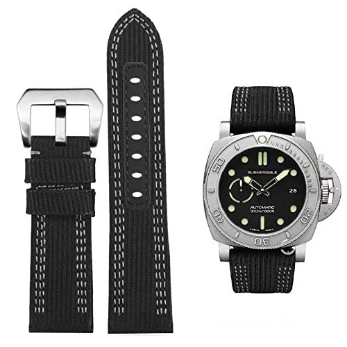 Bracelet montre Panerai Luminor 44 cuir nylon noir 24mm 26mm PAM 441
