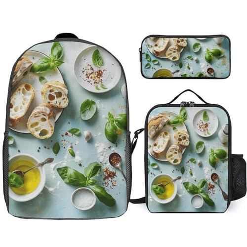 Sac à dos pour homme et femme avec trousse et sac à déjeuner pain