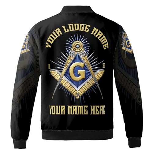 Personalized Freemasonry Master Mason Golden Bomber Jacket S-5XL3