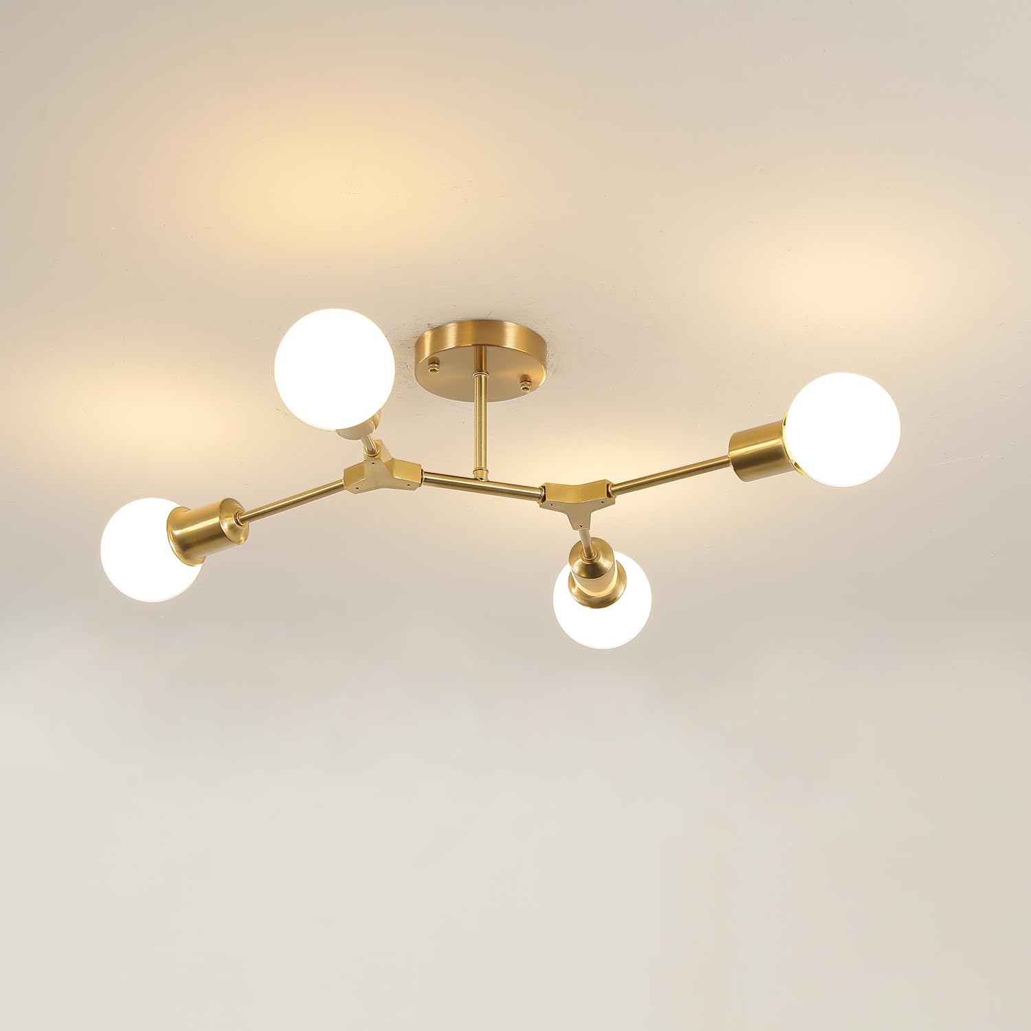 View 1 of [MISSING PARTS] QUOOBE Gold Sputnik Ceiling Light Fixture