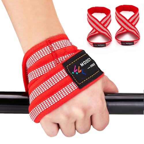 MOOCY Figure 8 Lifting Straps for Deadlift,Weightlifting,Strongman,& Cross Training Strong Weightlifting Wrist Wraps