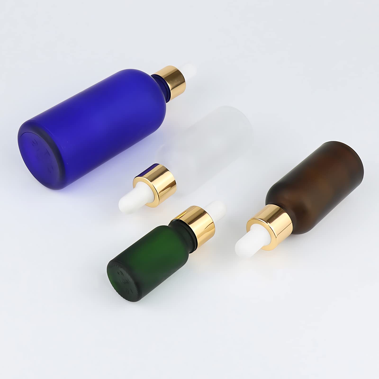 24 Stück 50 ml Gefrostet Braunglas Pipettenflasche mit Gold Pipettenring, Leere Glasflasche Glastropfer Glaspipette Tropfflaschen für Ätherische Öle Aromatherapie + 4x Trichter