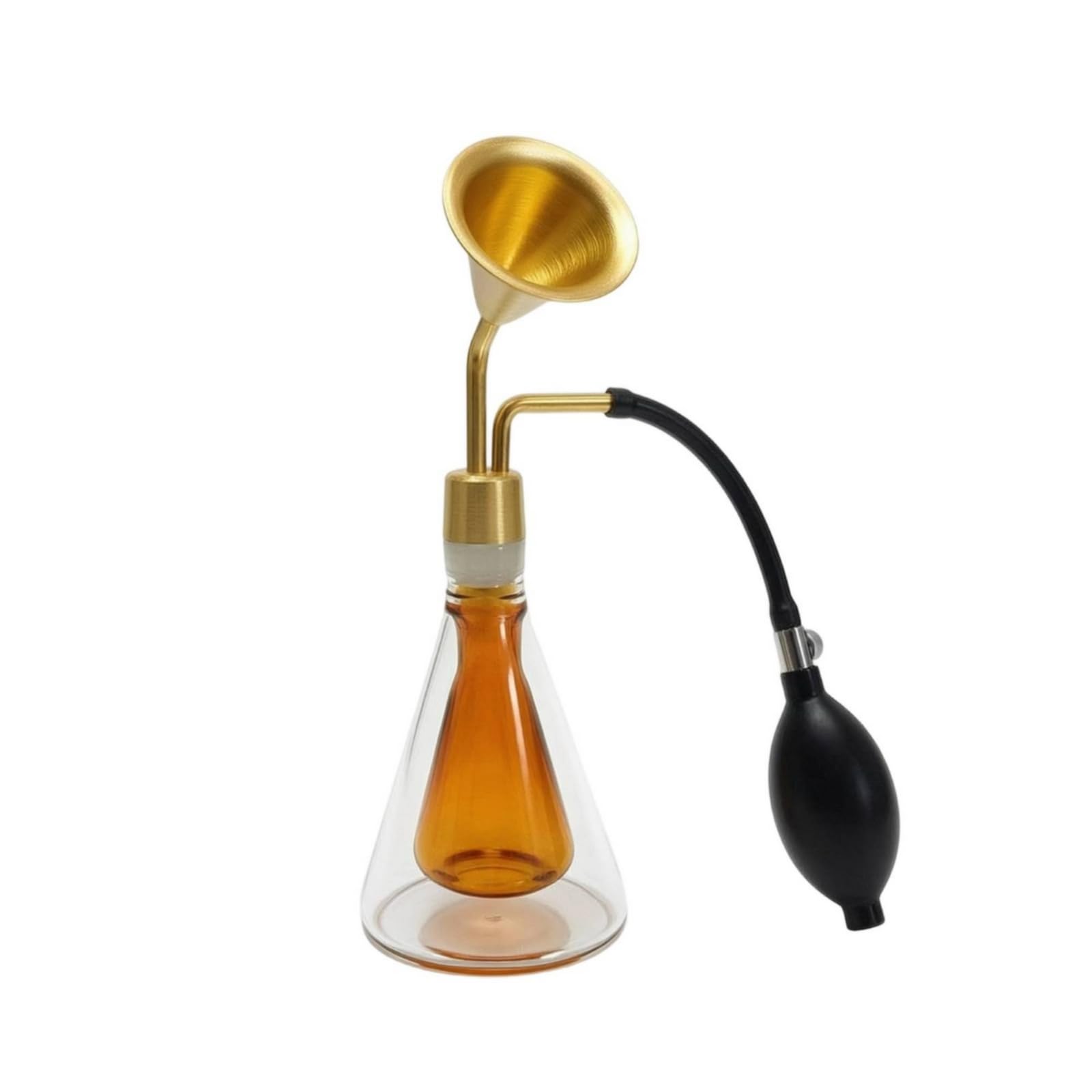 Aroma Flasche Glas Duftflakon Parfümzerstäuber Sprühflakon mit Klarer Oberfläche Und Goldfarbenem für Wohnaccessoires, Innenflasche Bernsteinfarben + Langer Airbag