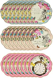 Talking Tables Pack of 24 Alice in Wonderland Themed Disposable Paper Plates | Supplies for Mad Hatter Tea Party, Birthday, Baby Shower, Mother's Day, Multicolor, 18 centimeters