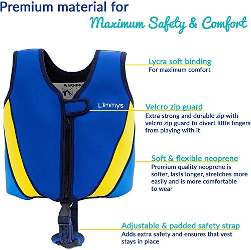 Limmys Premium Neoprene Swim Vest for Children | Buoyancy Swimming Aid for Boys and Girls, Drawstring Bag Included (Small)