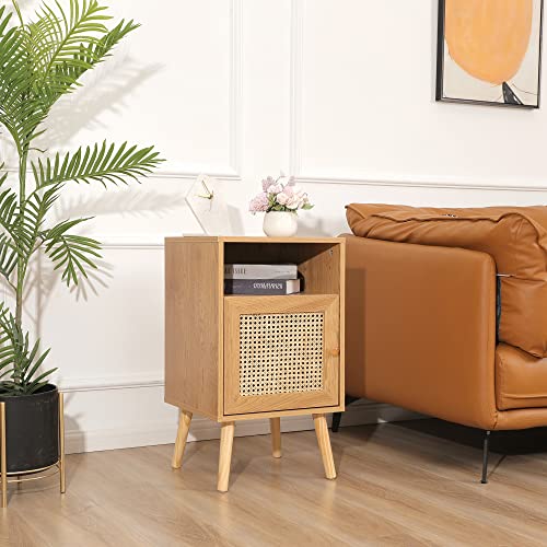 Xilingol Set Of 2 Rattan Nightstand, Wooden Bedside Table End Table For Living Room And Bedroom #TOP2