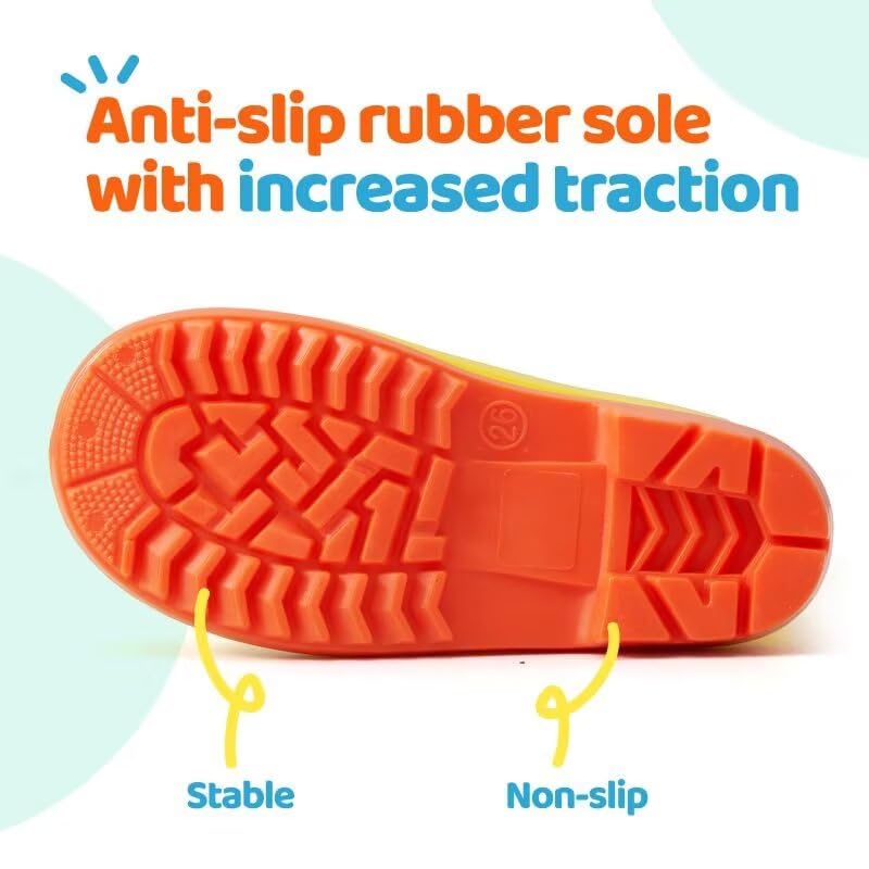 Kids Rain Boots, Cute Yellow Duck Rain Boots, Boys Girls Waterproof Toddler Rainboots for Garden, Puddle, Outdoor Water Shoes4