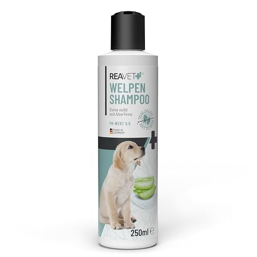 ReaVET Champú para cachorros, aloe vera, 250 ml, extra suave para perros, cachorros, champú para perros