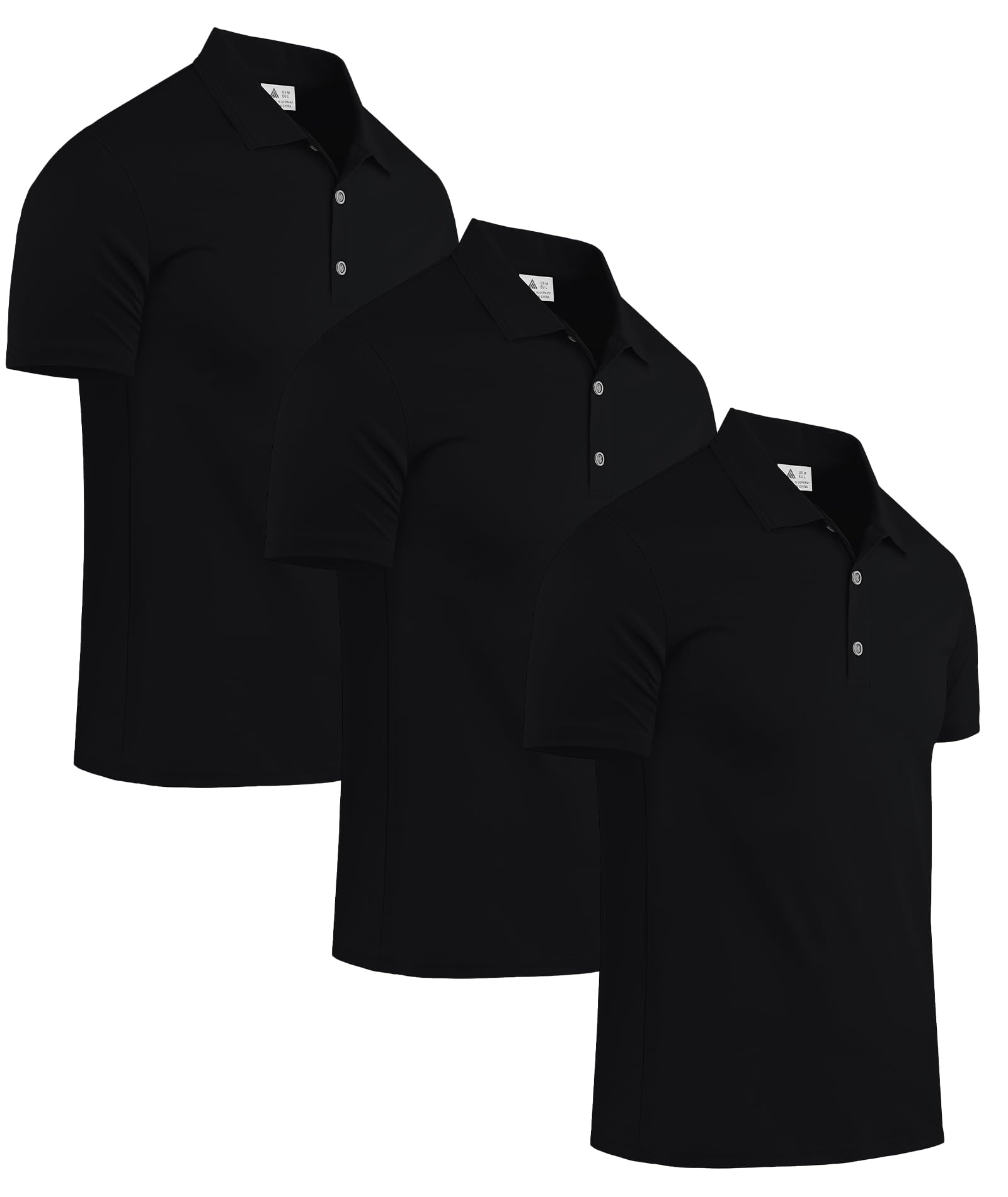ZITY Pack of 3 Men's Polo Shirts Short Sleeve Breathable Regular Fit Golf Casual Sport with Buttons Summer Outdoor Leisure