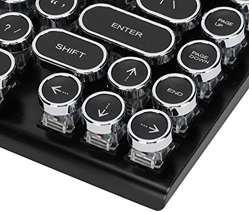 Wireless Retro Typewriter Keyboard Bluetooth Classic Vintage Blue Axis Colored Light Real Mechanical Keyboard with 83 Keys Punk Keycap for Mac/PC/Laptop/Tablet/Mobile Phone
