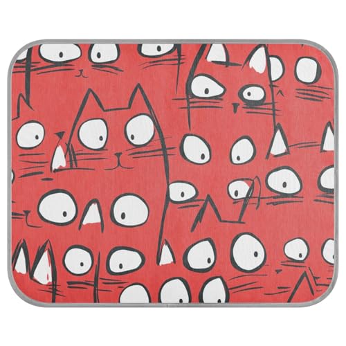 siphylline Cartoon Cute Red and White Cat Summer pet Cooling mat for Dogs Self Cooling Washable cat Bed for Hamster cat Outdoor Non-Electric cama refrescante para Perros S