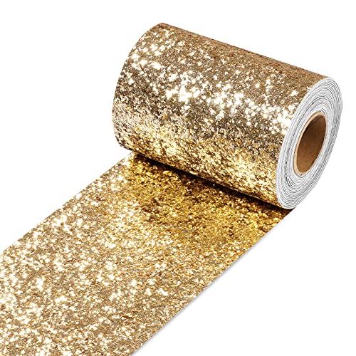 Stickyart Champagne Chunky Glitter Wallpaper Peel And Stick Glitter Wallpaper Border Self Adhesive Sequins Sparkle Glitter Fabric Contact Paper For Diy Crafts Ceiling Decoration 3.94"X160" #TOP6