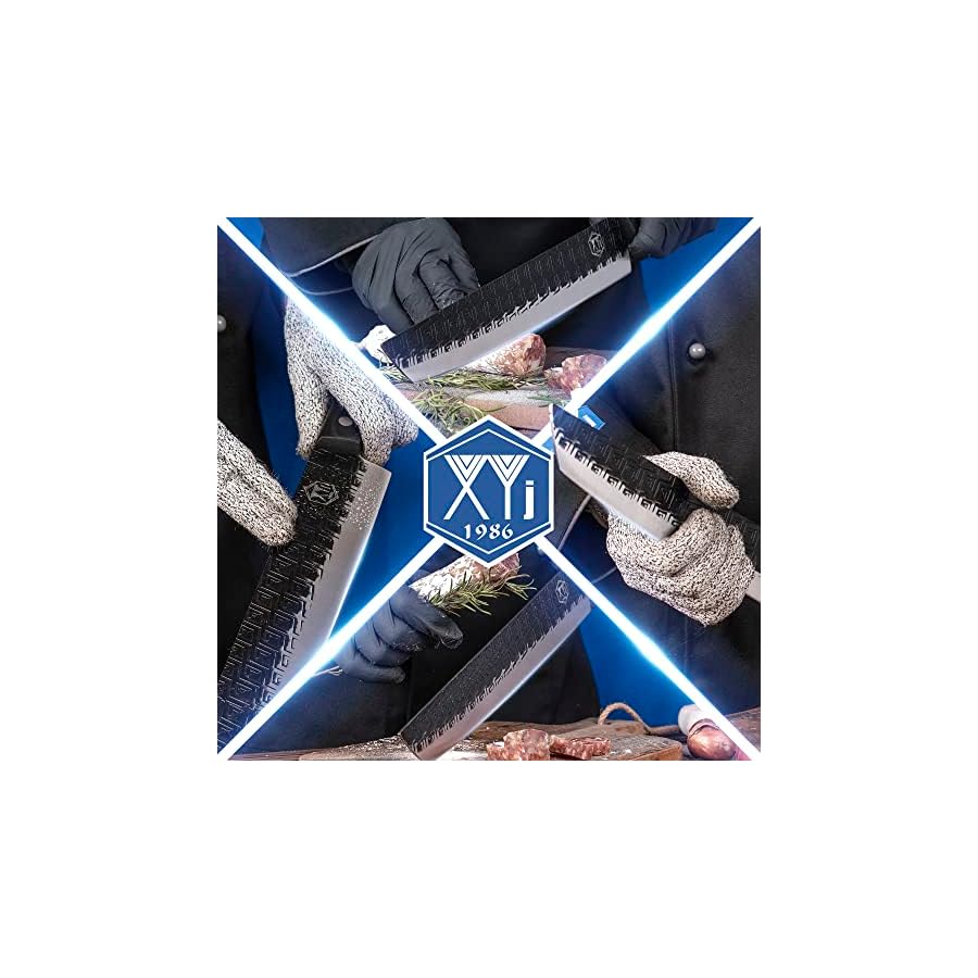 Authentic-XYJ-Since-1986Slice-Cooking-Knife-With-Edge-Guards-ProtectorSharpener-SteelSlicing-Chef-KnivesMeat-Vegetable-Cutting-KnifeNon-stick-Long-BladeFull-TangHigh-Carbon-Steel-115-Inch XYJ Slice Cooking Knife With Edge Guards Protector,Kitchen Knife,Japanese Chef Knives,Meat Vegetable Cutting Carving Brisket Knife,Long Blade,Full Tang (11.5 Inch)