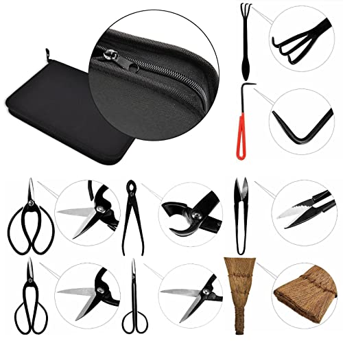 Tuingereedschapsset, 15 stuks, zwaar belastbaar, koolstofstaal, tuiniersset met tuinschaar, bonsai-schaar, bonsai-draad, pincet, bonsai-startergereedschapsset voor bonsai beginners, #B - Afbeelding 6