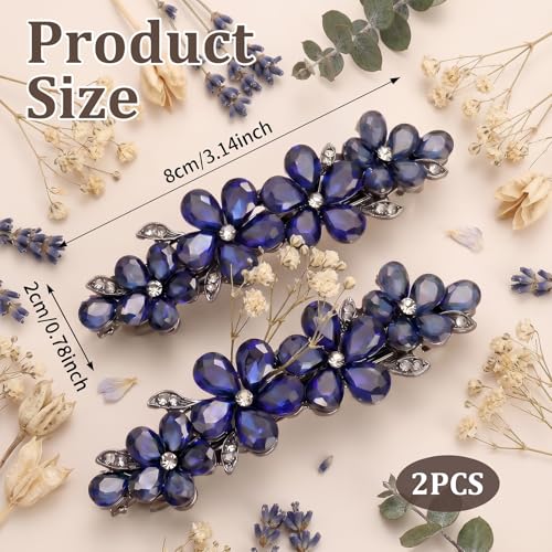 2 pinzas para el cabello con cristales azules miniatura 2