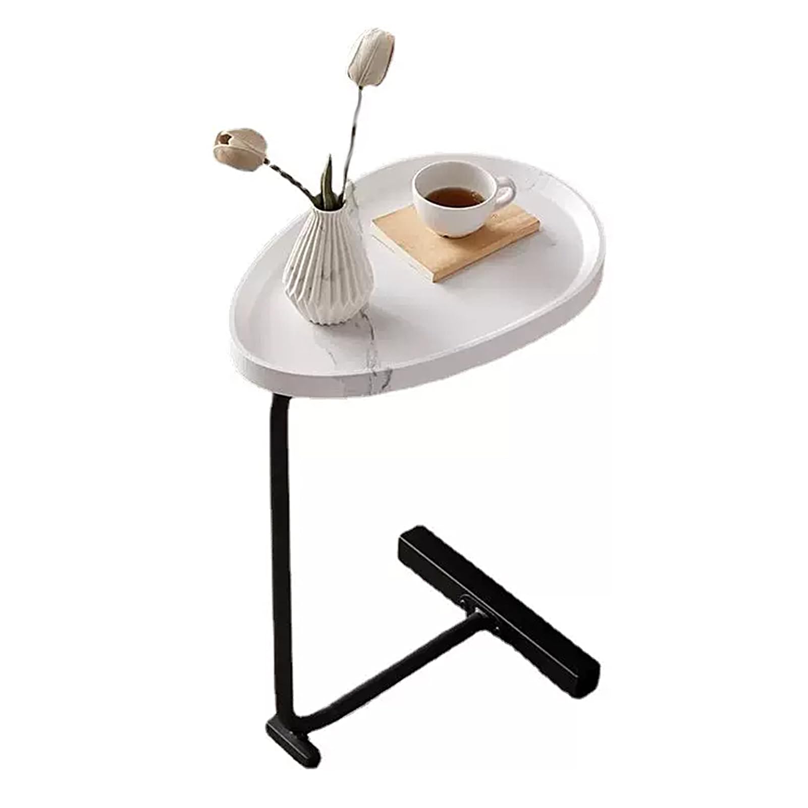 Home Side Tables for Small Spaces, Couch Arm Tray Table for Living Room, Bed, Sofa. End Table Anti-Rust Waterproof (Black and White)