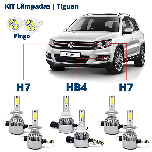 Kit Lâmpadas Tiguan 2007 a 2014 Super Led Branca 6000k 8200 Lumens Honesty