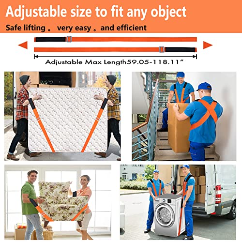 Moving Straps Lifting(Padded) one Person 2-Person Lifting and Moving System Appliance,for Harness Moving Mattress Couch Furniture Heavy Things,Suitable Professional Moving Body Strap Wrist Strap - Image 5