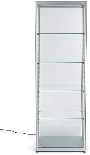 Miniatura 3 de Displays2go Caja de pantalla de cristal con bloqueo iluminada  Plata DCKDMT24S