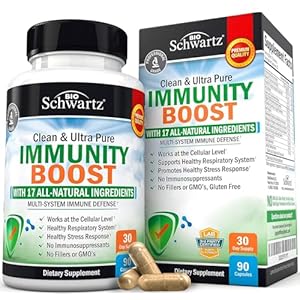 Immune Support Supplement with Vitamin C 1000mg Zinc Elderberry Extract Ginger Root Beta Carotenes, Immunity Boost for Adults, Natural Immune Defense Antioxidant Vitamins by BioSchwartz, 90 Capsules