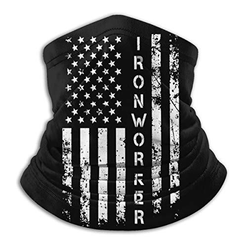 Ironworker America Flag Outdoor Mouth Mask Windproof Sports Face Mask Dust Shield Scarf Men Woman Neck Warmer Bandana Black