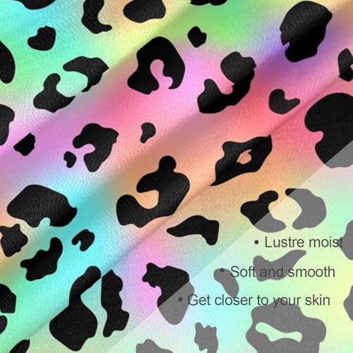 OTVEE 35" Square Neck Scarf Headscarf Lightweight Women Silk Like Curly Headband Tie Sleeping at Night Fashion Bandana Trendy Neon Leopard4