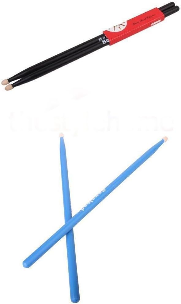 2 Prs Maple Wood Drumsticks 5a Drum Sticks Wooden Tips for Music Band Blue Black