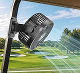 [Upgraded 2X Magnet] 1-Pack Magnetic Golf Cart Fan Rechargeable, 12000mAh Battery Operated Portable Fan with Light, Magnetic Base, Suitable for EZGO Club Car Yamaha, Golf Cart Accessories 2026