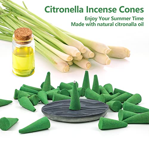 SCENTORINI Citronella Incense Cones, Scented Incense Cones with Holder, Citronella Incense Gift Set, Incense for Outdoor Indoor 120 Cones Total