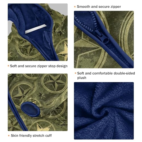 CHIFIGNO Vintage Military Star Toddler Boys Polar Fleece Lined Winter Jackets, Toddler Boy Jacket with Hooded 3T3