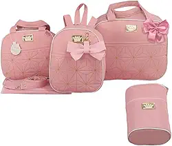 BOLSA MATERNIDADE 5 PEÇAS ESTRELA MENINA. (Rosa)