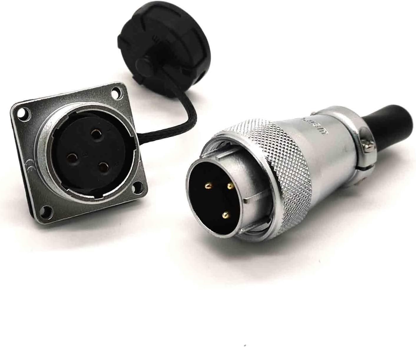 WS24 3pin Waterproof Power Connector Plug Socket, 25A 500V 3 Wire Aviation Cable Connector (WS24, TQ+Z)