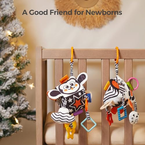 TUMAMA High Contrast Baby Toys, Black and White Infant Toys 0-3 Months for Newborn, Soft Sensory Rattles Toys with Teether for Toddlers by TUMAMA KIDS - Image 2