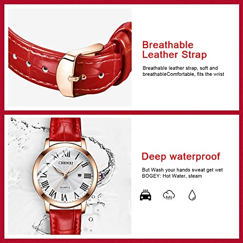 Tiong Fashion Casual Women's Watch， Leather Quartz Waterproof Watch, Roman Numeral Quartz Watch For Women #TOP4