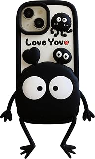 جراب موبايل بتصميم لطيف ثلاثي الأبعاد من البولي يوريثين المقاوم للحرارة بتصميم عين سوداء بنمط كرتوني متوافق مع موبايل آيفون 13 برو من نيكست ستور