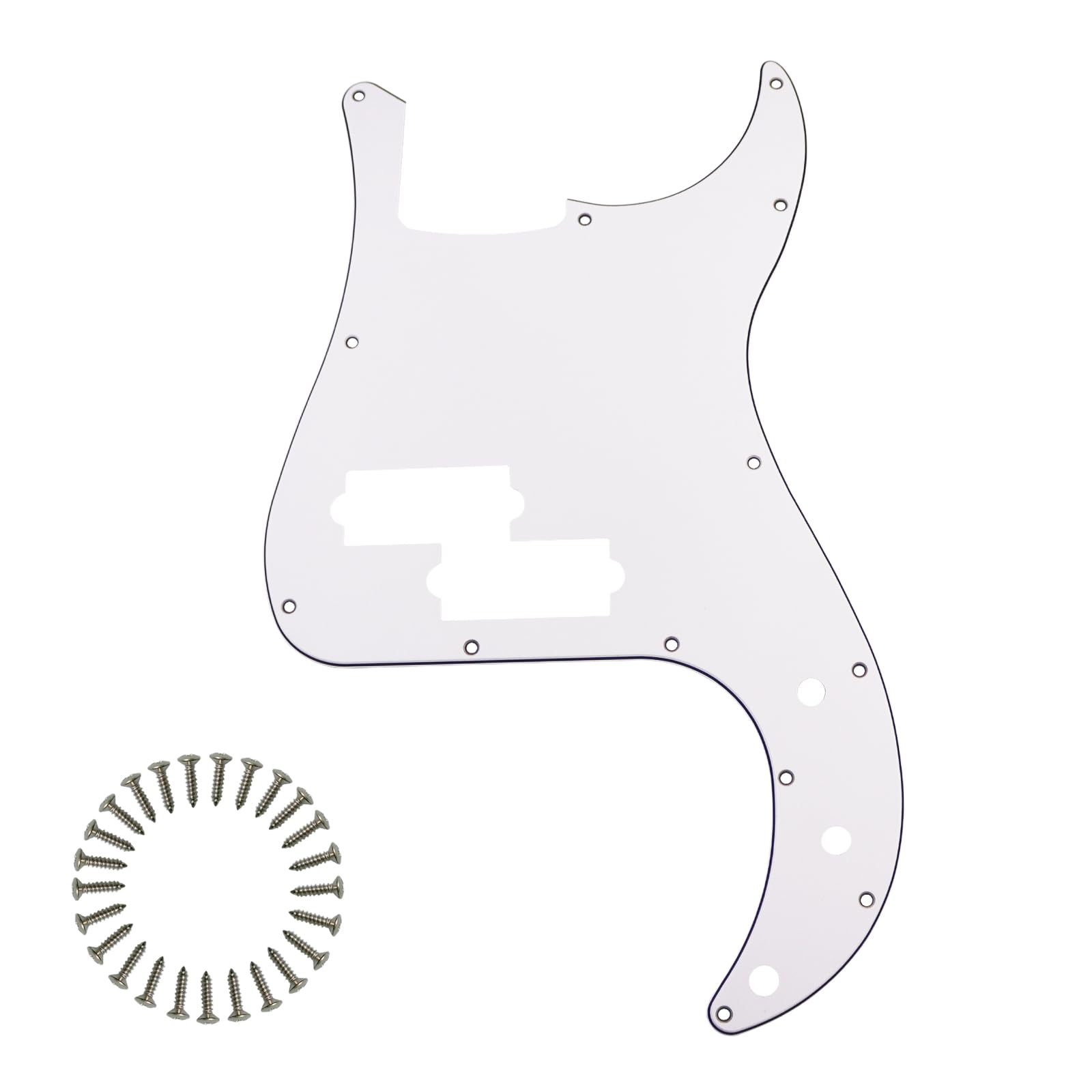 13-Hole P Bass Pickguard for Fender Precision Bass, White 3Ply