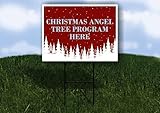 Christmas Angel Tree Program Here Christmas White Red Snow Trees Single Sided 18x24 in. Yard Road Sign w/Stand