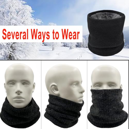 Image of Winter Fleece Neck Warmer Mens Ski Mask Face Warmer Neck Gaiter Neck Scarf Women Thick Windproof 2 Pack