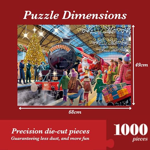 Falcon Santa at the Station, 1000 Piece Jigsaw Christmas Puzzle for Adults, Beautifully Illustrated 1000Pc Xmas Jigsaw Puzzle - Image 2