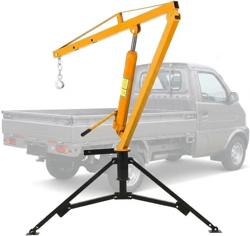1 PCS Pickup Truck Crane, Hydraulic Pickup Crane, 1000 LBS Capacity, Yellow